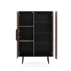 Witryna PARINI – 2 drzwi, 5 półek, hartowane szkło | Czarny Grafit / Captains Deck