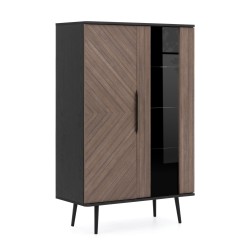 Witryna PARINI – 2 drzwi, 5 półek, hartowane szkło | Czarny Grafit / Captains Deck