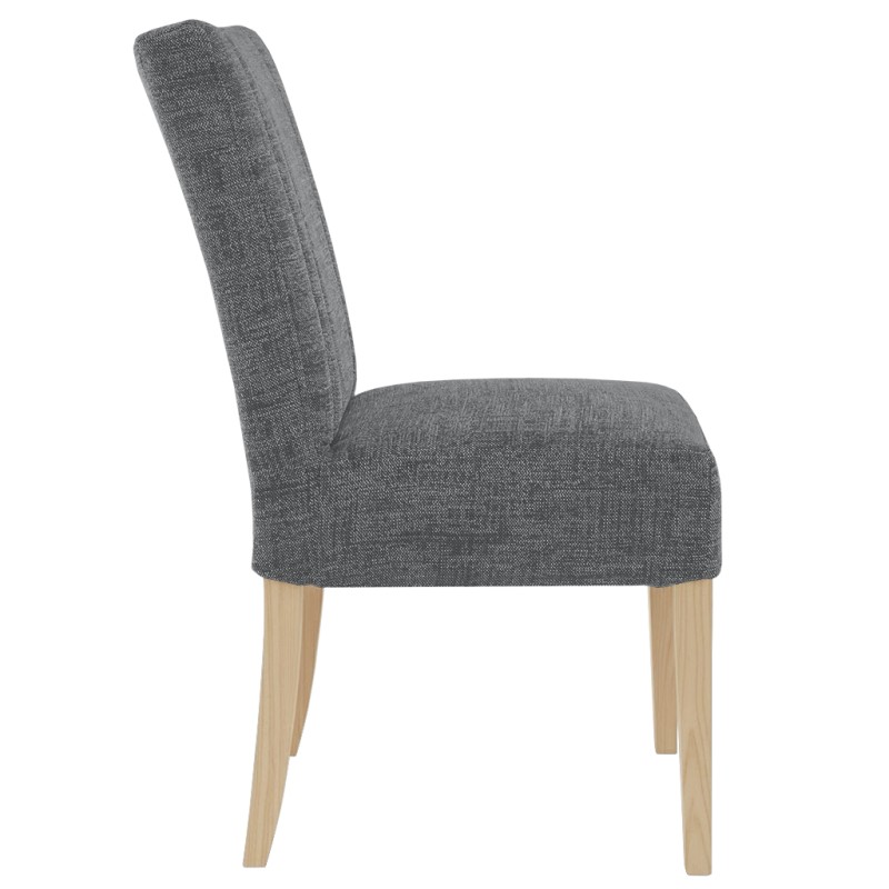 Krzesło tapicerowane FREYA – Bouclé RAVEN, nogi drewniane