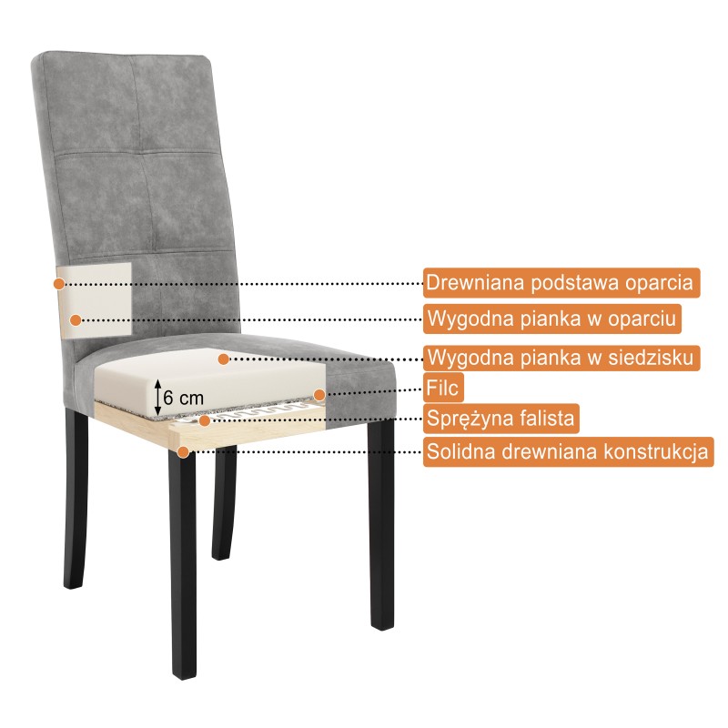 Krzesło tapicerowane SOLIS – drewniane nogi, ekoskóra RANGER