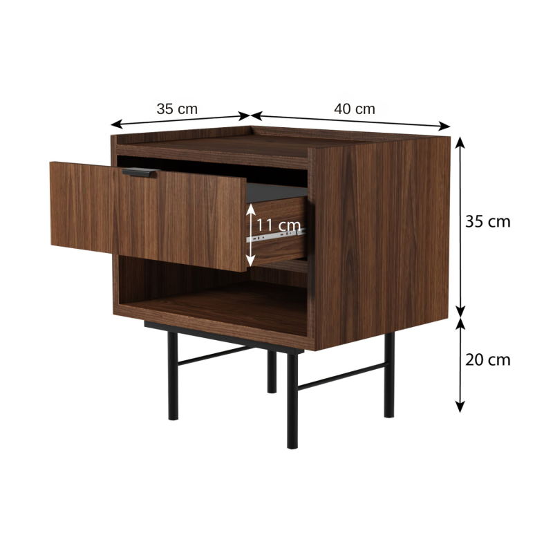 Stolik nocny EVRON 1 szuflada i półka – nowoczesny i funkcjonalny
