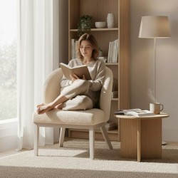 Krzesło tapicerowane LIVA z tkaniny bouclé | QUELLE