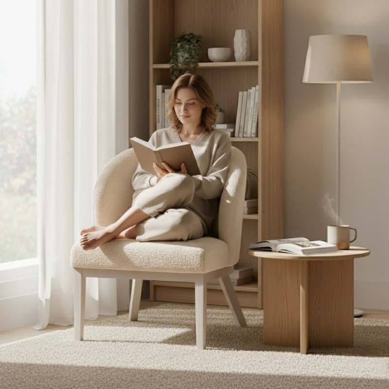 Krzesło tapicerowane LIVA z tkaniny bouclé | QUELLE