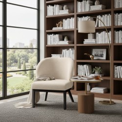 Krzesło tapicerowane LIVA z tkaniny bouclé | QUELLE