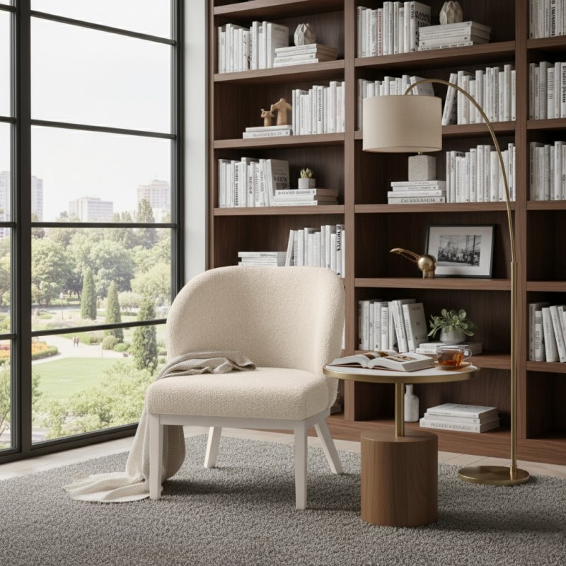 Krzesło tapicerowane LIVA z tkaniny bouclé | QUELLE