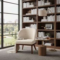 Krzesło tapicerowane LIVA z tkaniny bouclé | QUELLE