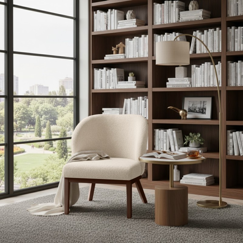 Krzesło tapicerowane LIVA z tkaniny bouclé | QUELLE