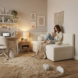 Łóżko młodzieżowe Rafi – tapicerowane łóżko | Bouclé QUELLE