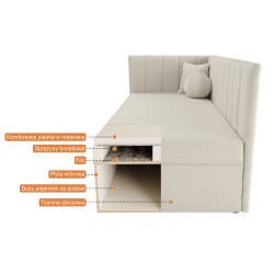 Łóżko młodzieżowe Rafi – tapicerowane łóżko | Bouclé QUELLE