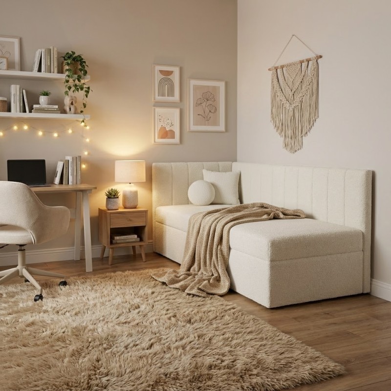 Łóżko młodzieżowe Rafi – tapicerowane łóżko | Bouclé QUELLE