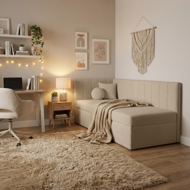 Łóżko młodzieżowe Rafi – tapicerowane łóżko | Bouclé QUELLE