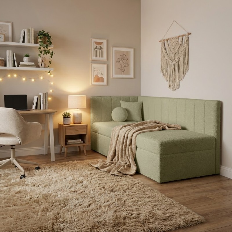 Łóżko młodzieżowe Rafi – tapicerowane łóżko | Bouclé QUELLE