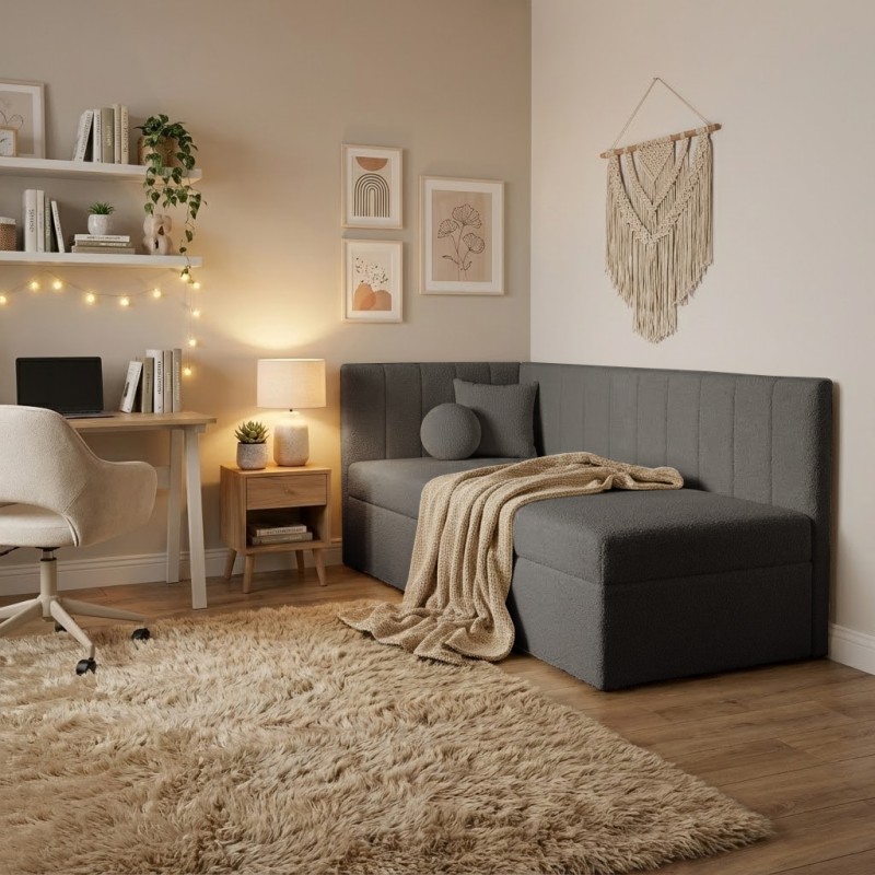 Łóżko młodzieżowe Rafi – tapicerowane łóżko | Bouclé QUELLE