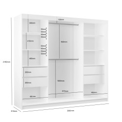 Szafa przesuwna z lustrem i szufladami MARIKA LUX – nowoczesna szafa do sypialni