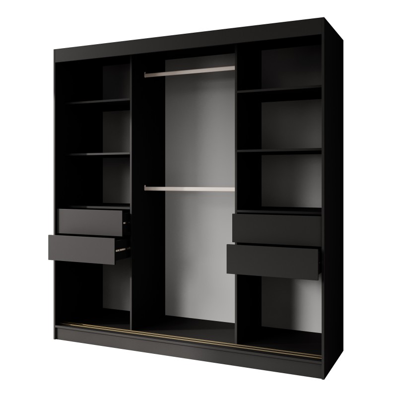 Szafa przesuwna z lustrem i szufladami MARIKA LUX – nowoczesna szafa do sypialni