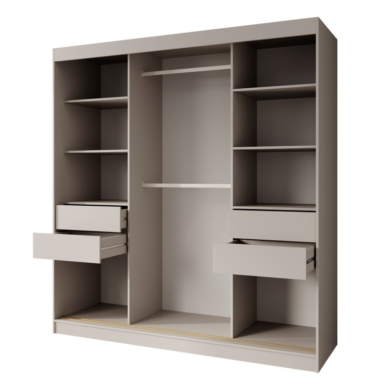 Szafa przesuwna z lustrem i szufladami MARIKA LUX – nowoczesna szafa do sypialni