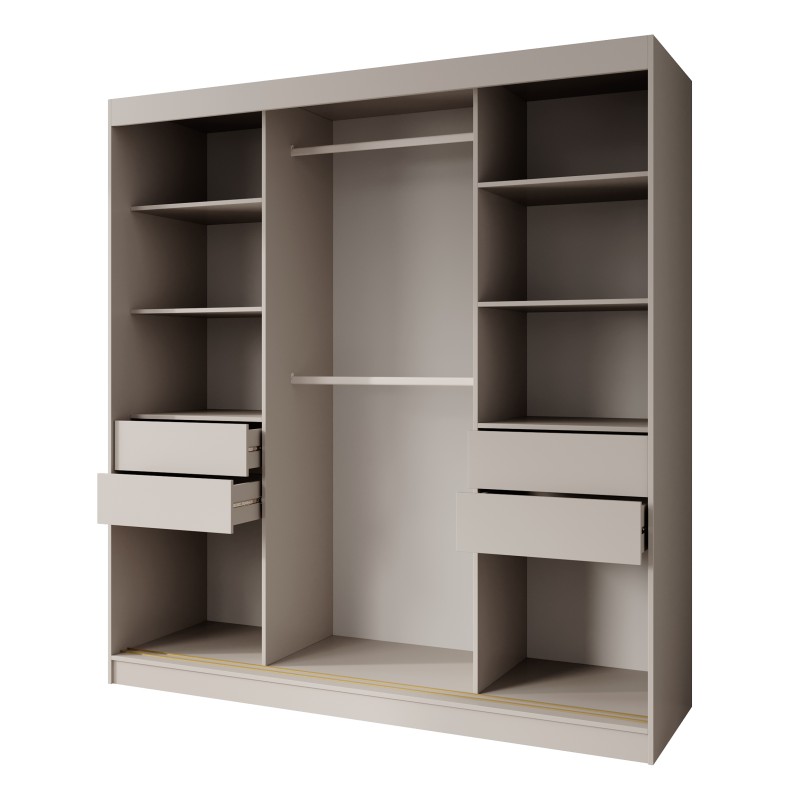 Szafa przesuwna z lustrem i szufladami MARIKA LUX – nowoczesna szafa do sypialni