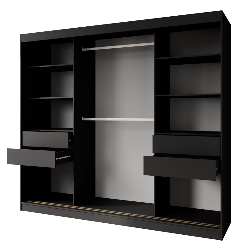 Szafa przesuwna z lustrem i szufladami MARIKA LUX – nowoczesna szafa do sypialni