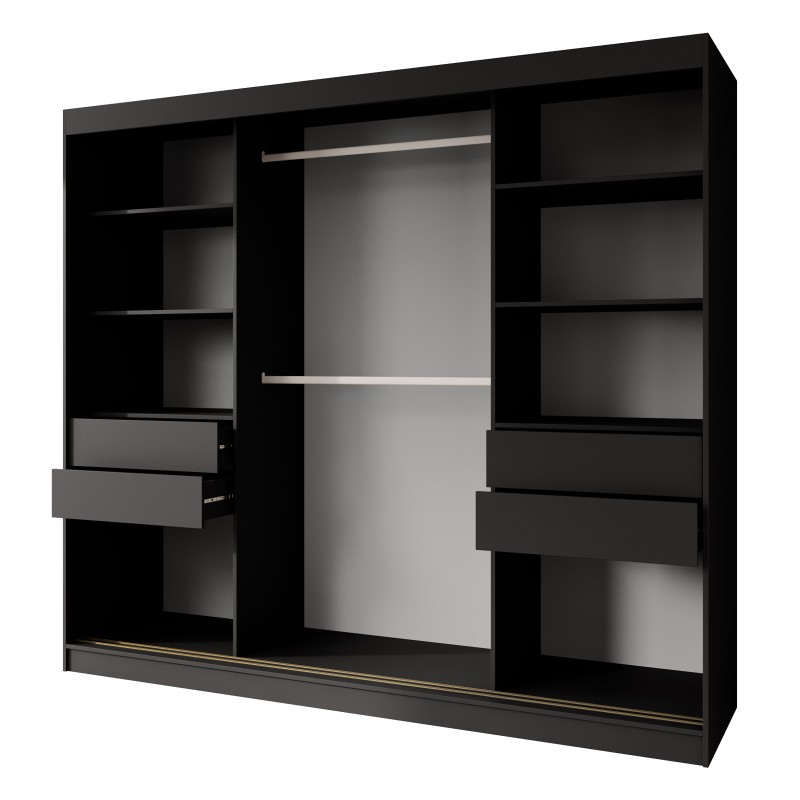 Szafa przesuwna z lustrem i szufladami MARIKA LUX – nowoczesna szafa do sypialni