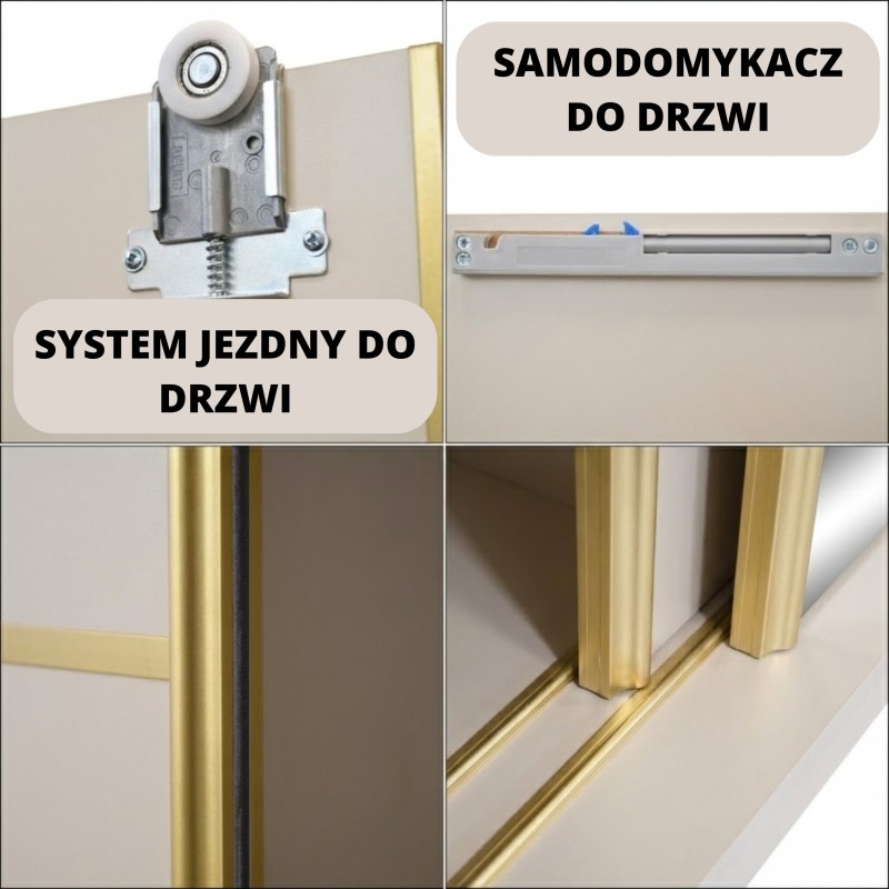 Szafa przesuwna z lustrem i szufladami MARIKA LUX – nowoczesna szafa do sypialni