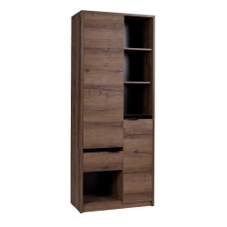 Regał DEVON 200 cm – 2 drzwi, 1 szuflada | Dąb Monastery + Czarny Połysk