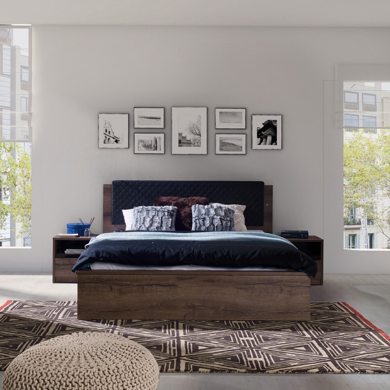 Biurko DEVON 120 cm – 3 szuflady | Dąb Monastery + Czarny Połysk