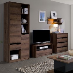 Biurko DEVON 120 cm – 3 szuflady | Dąb Monastery + Czarny Połysk