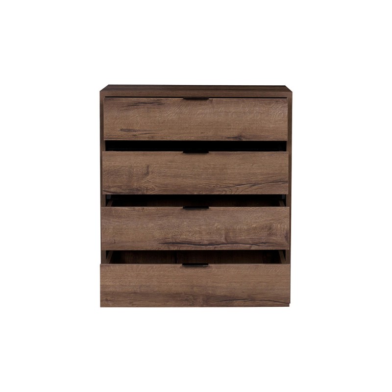 Komoda DEVON 80,5 cm – 4 szuflady | Dąb Monastery + Czarny Połysk