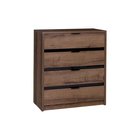 Komoda DEVON 80,5 cm – 4 szuflady | Dąb Monastery + Czarny Połysk