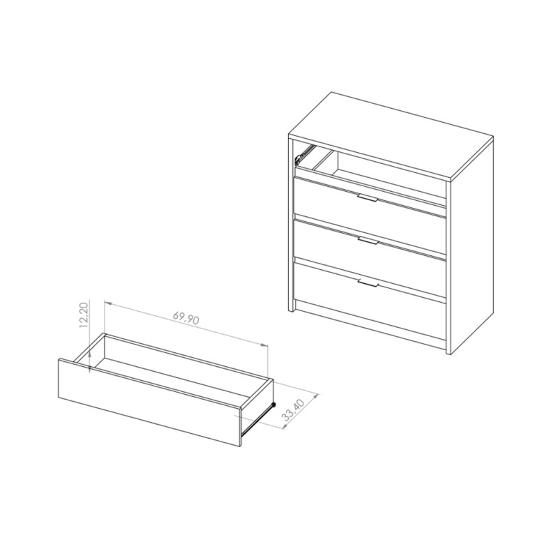 Komoda DEVON 80,5 cm – 4 szuflady | Dąb Monastery + Czarny Połysk
