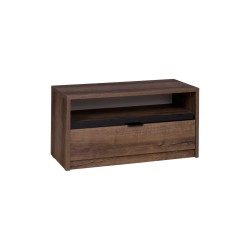 Szafka RTV DEVON 90 cm – 1 szuflada | Dąb Monastery + Czarny Połysk