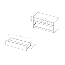 Szafka RTV DEVON 90 cm – 1 szuflada | Dąb Monastery + Czarny Połysk