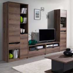 Szafka RTV DEVON 135 cm – 2 drzwi | Dąb Monastery + Czarny Połysk