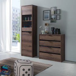 Szafka RTV DEVON 135 cm – 2 drzwi | Dąb Monastery + Czarny Połysk