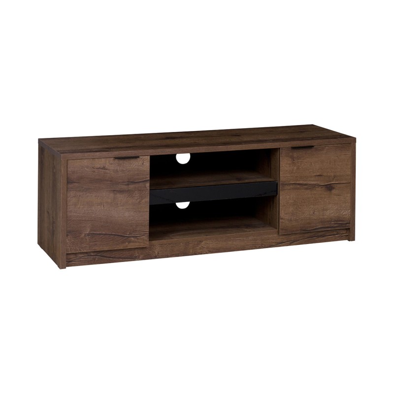 Szafka RTV DEVON 135 cm – 2 drzwi | Dąb Monastery + Czarny Połysk