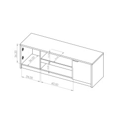 Szafka RTV DEVON 135 cm – 2 drzwi | Dąb Monastery + Czarny Połysk