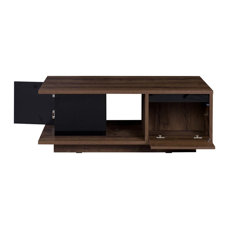 Stolik kawowy DEVON 120 cm – 2 drzwi | Dąb Monastery + Czarny Połysk