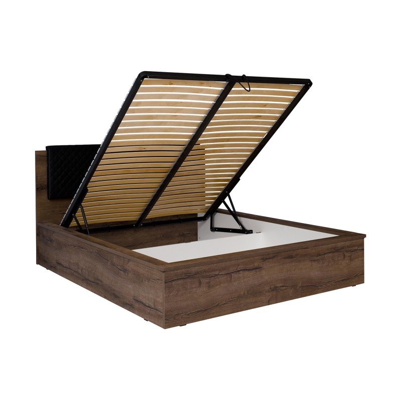 Łóżko DEVON 160×200 bez materaca – Dąb Monastery + Czarny Połysk