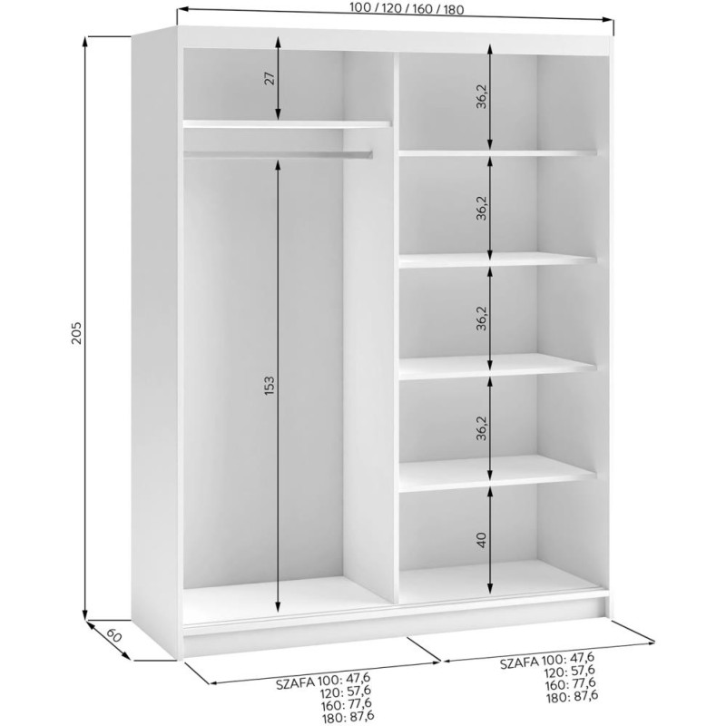 Szafa z drzwiami przesuwnymi HELA | Beautysofa24.pl