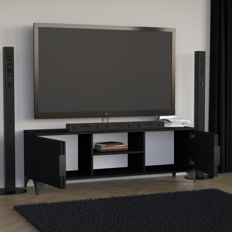 Szafka RTV HOME 2 drzwi z lamelami – nowoczesna, funkcjonalna