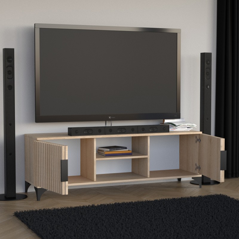 Szafka RTV HOME 2 drzwi z lamelami – nowoczesna, funkcjonalna