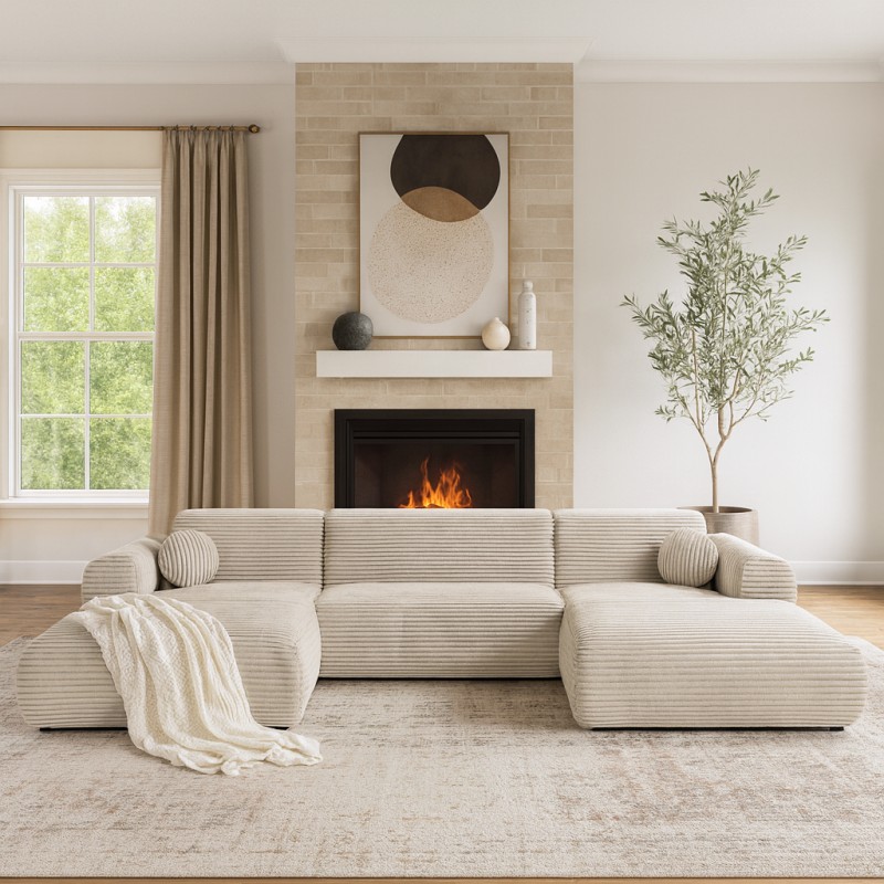 Narożnik PUERTO U bez funkcji spania – sztruks TILIA | BeautySofa24