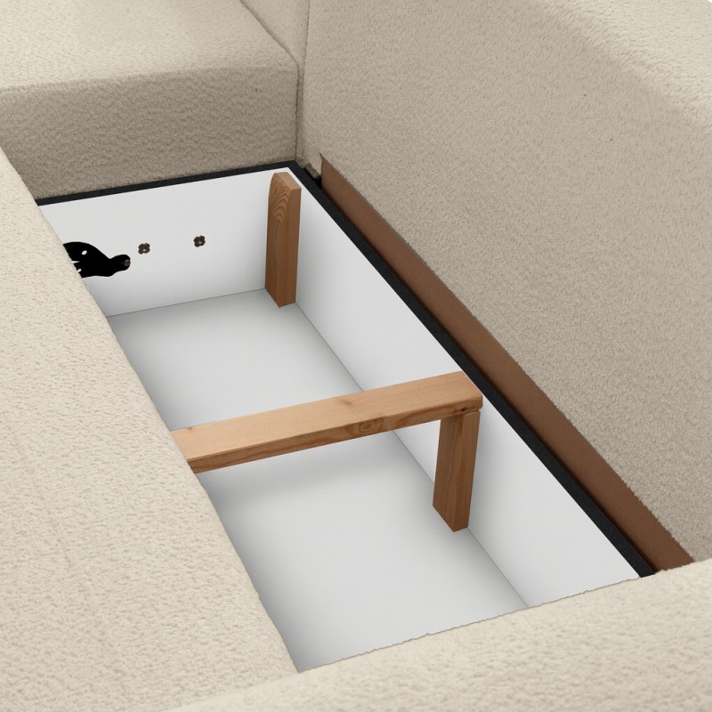 Narożnik OLIVER U z funkcją spania i pojemnikiem | Bouclé QUELLE