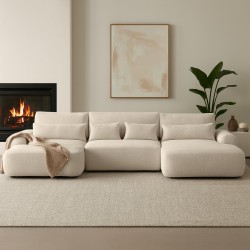 Narożnik OLIVER U z funkcją spania i pojemnikiem | Bouclé QUELLE