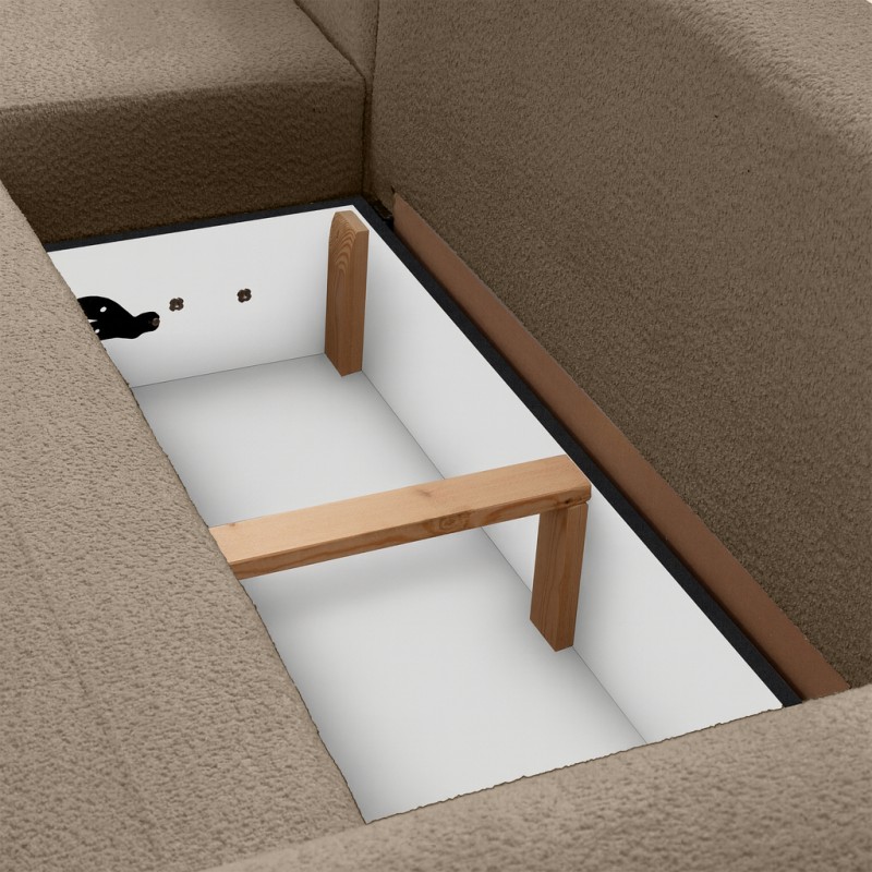 Narożnik OLIVER U z funkcją spania i pojemnikiem | Bouclé QUELLE