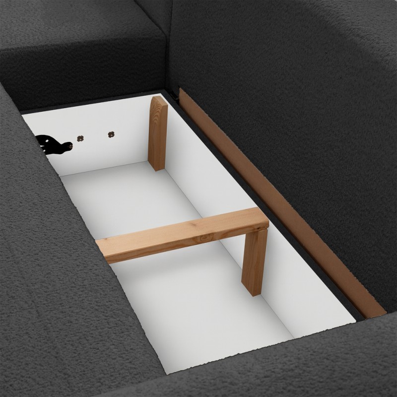 Narożnik OLIVER U z funkcją spania i pojemnikiem | Bouclé QUELLE