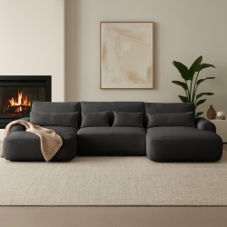 Narożnik OLIVER U z funkcją spania i pojemnikiem | Bouclé QUELLE