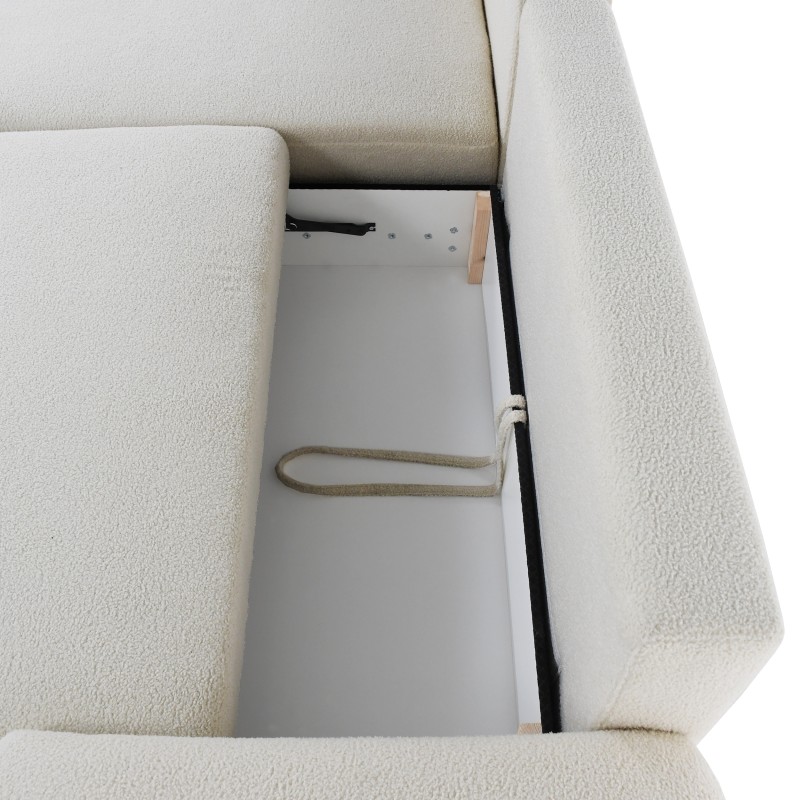 Narożnik NOEL U z funkcją spania | Automat Moss | Bouclé QUELLE