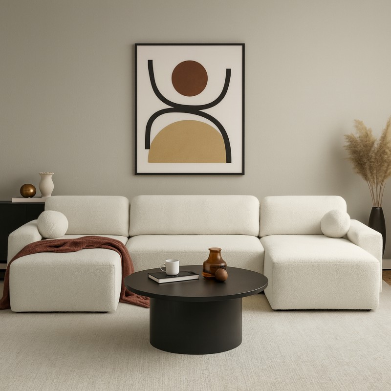 Narożnik NOEL U z funkcją spania | Automat Moss | Bouclé QUELLE