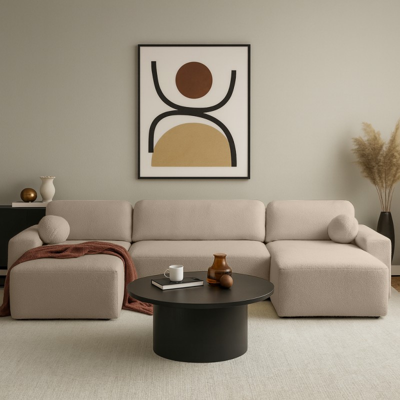 Narożnik NOEL U z funkcją spania | Automat Moss | Bouclé QUELLE